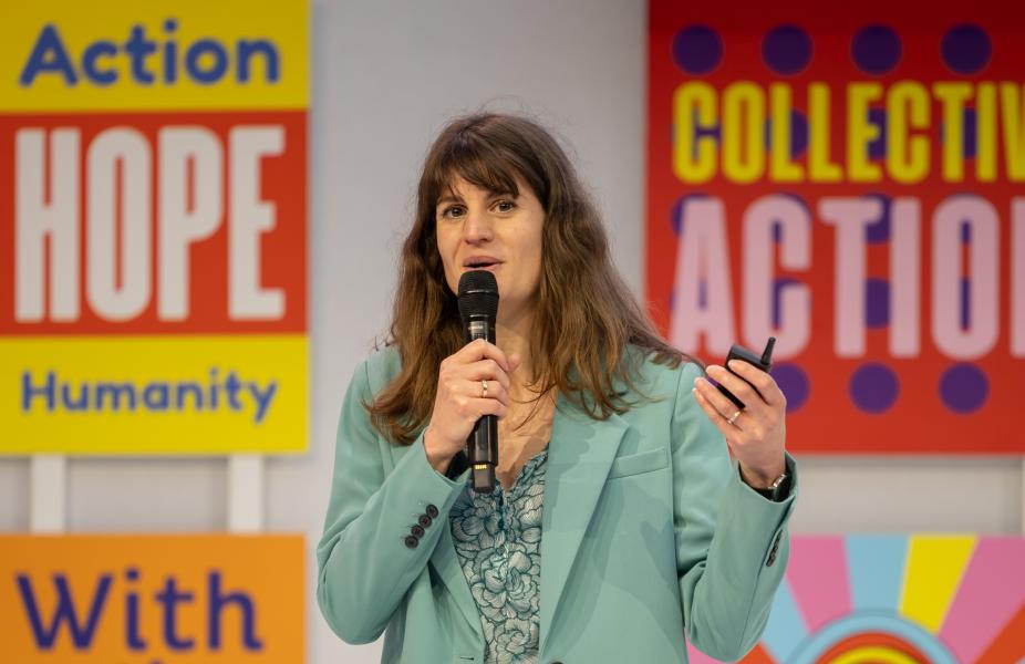 Cannelle Lacoste, Sustainability Director, Innovation & Circularity, presenting L'AcceleratOR at ChangeNOW